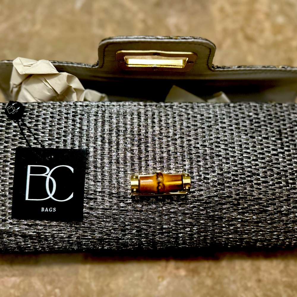 NWT BC Bag Clutch purse Metallic Grey